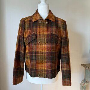 Worth Brown Wool Long Sleeves Cropped Jacket